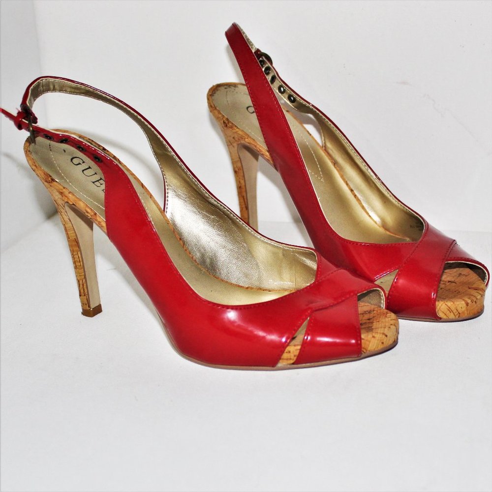 Guess Red Open Toe Heels - image 1